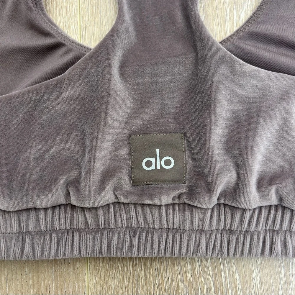 Alo Yoga Velour Sports Bra Brown Size Small